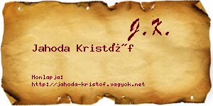 Jahoda Kristóf névjegykártya